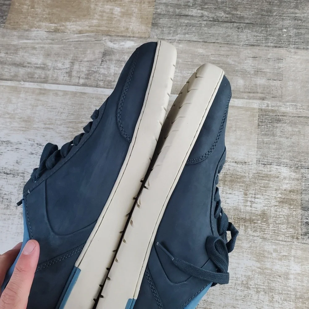 Hush‎ Puppies Toby Mens Shoes Sz 11.5 W Navy Off-White Leather Lace Up Sneakers